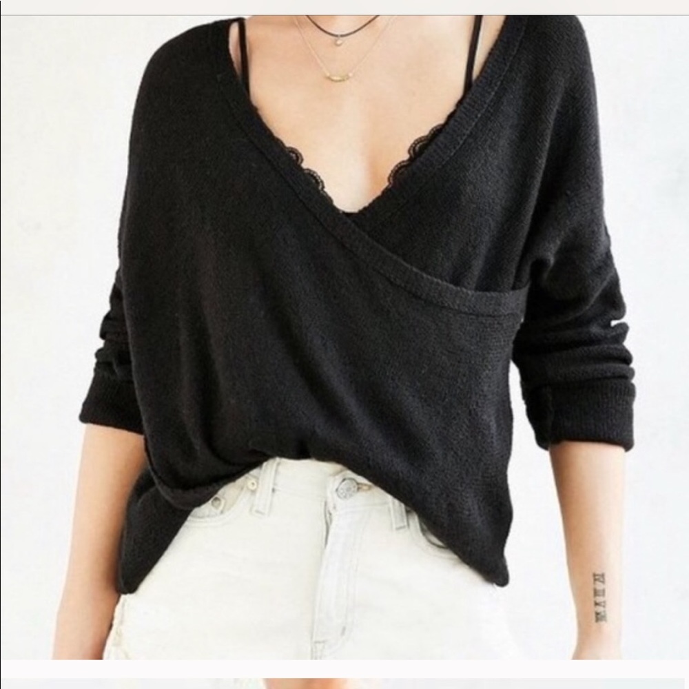 Cross front sweater
